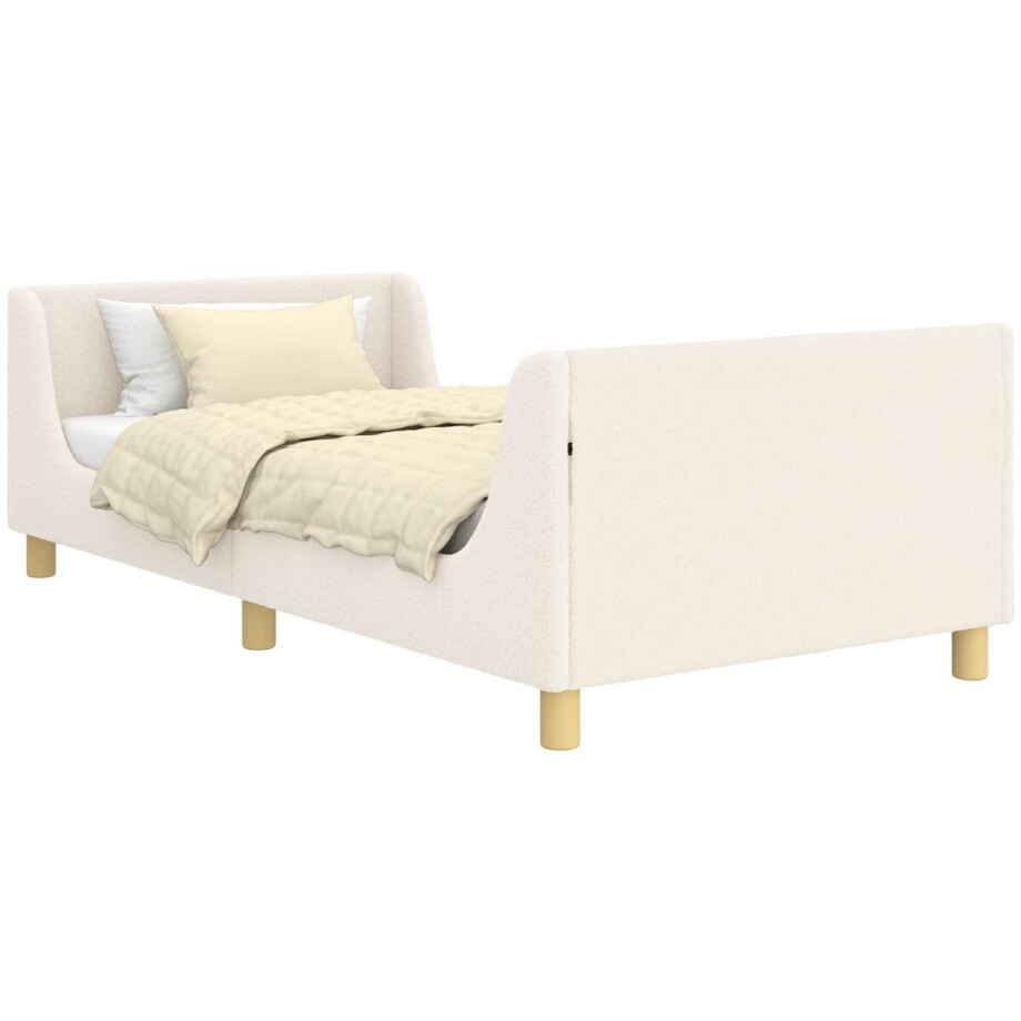 vidaXL - Kinderen - bedframe - met - hoofdboard - Crèmekleurig - 90 - x - 190 - cm afbeelding 1