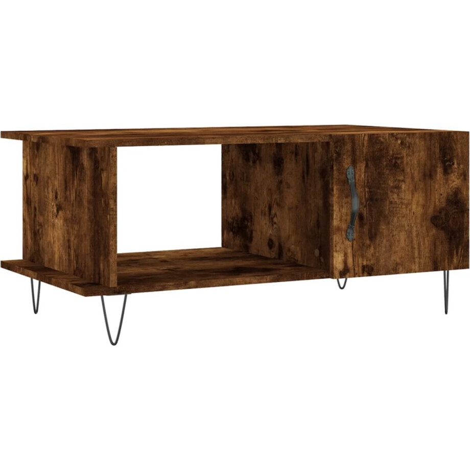 vidaXL - Salontafel - 90x50x40 - cm - bewerkt - hout - gerookt - eikenkleurig afbeelding 1