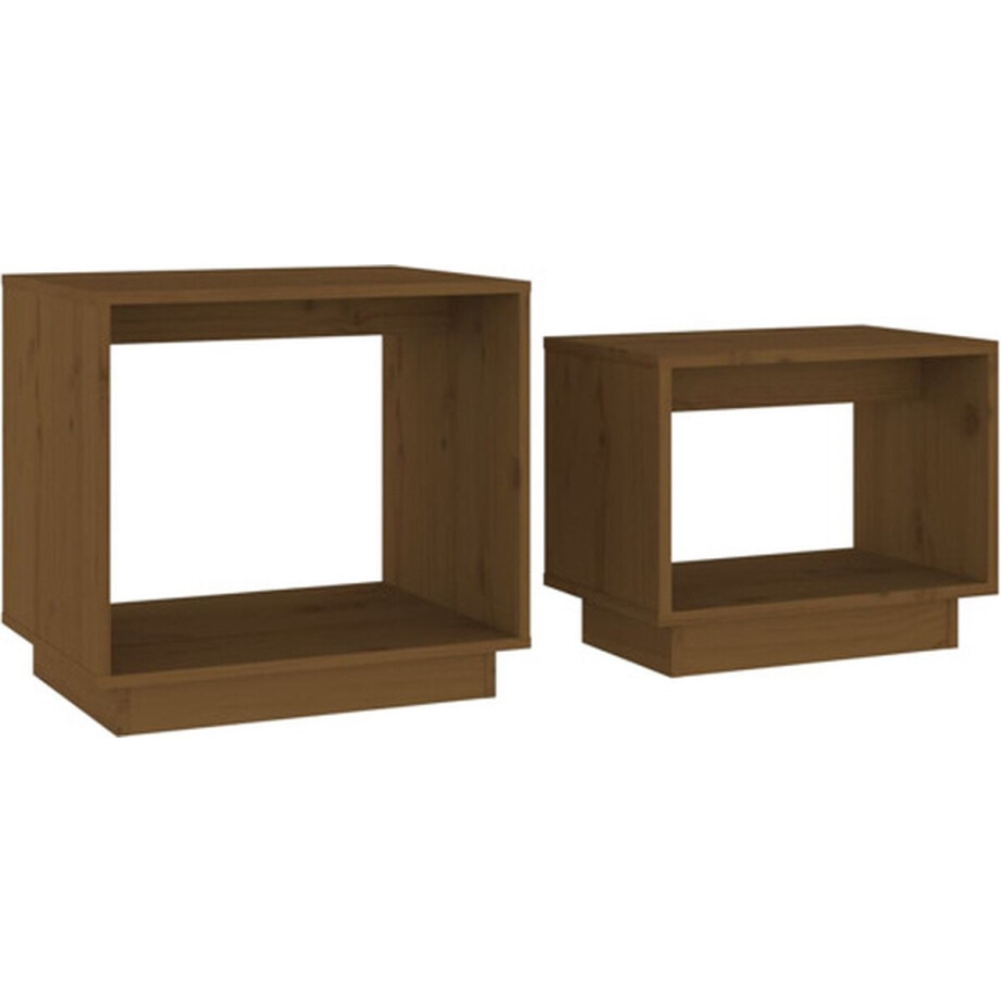 vidaXL - 2-delige - Salontafelset - massief - grenenhout - honingbruin afbeelding 1