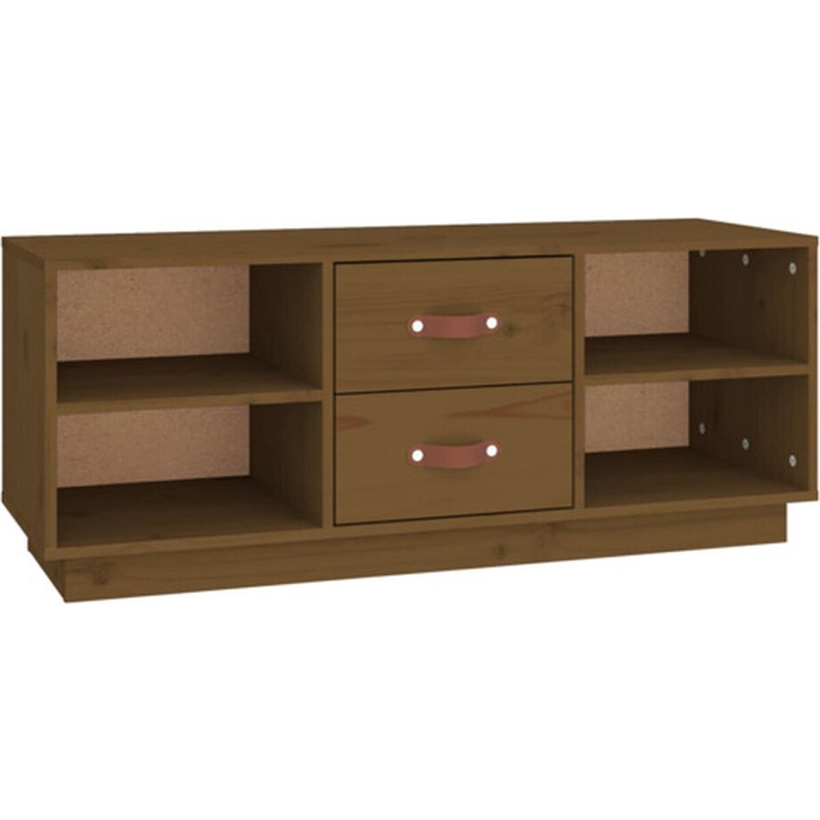vidaXL - Tv-meubel - 100x34x40 - cm - massief - grenenhout - honingbruin afbeelding 1