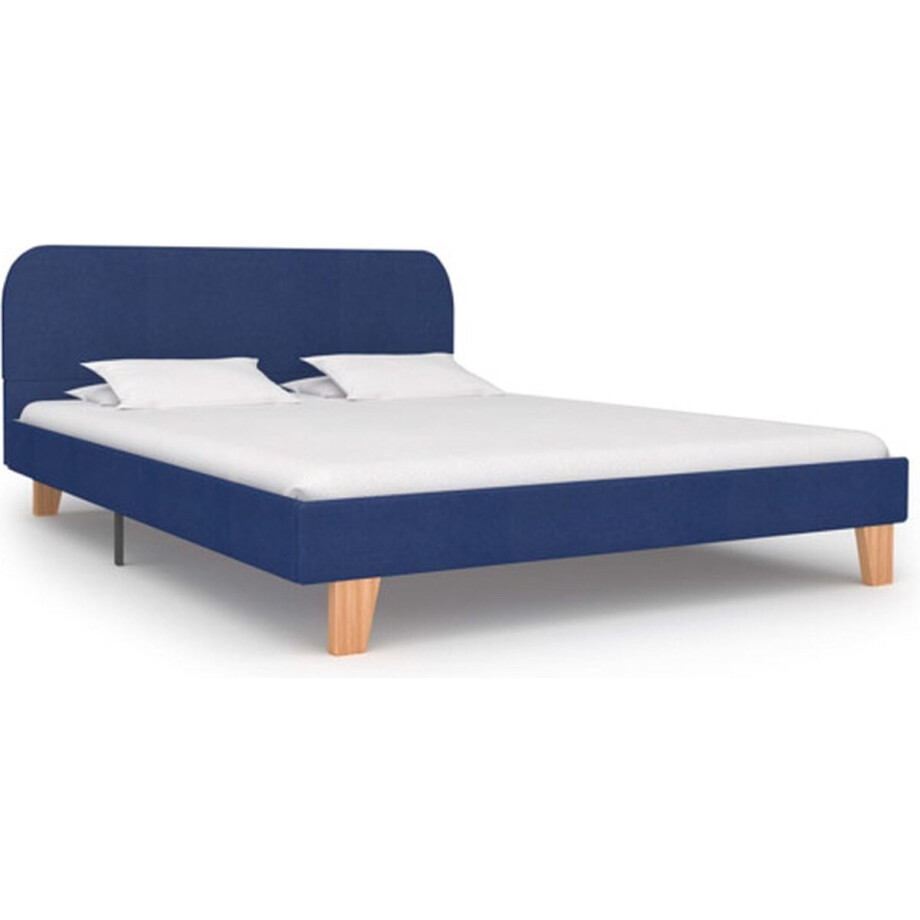 vidaXL - Bedframe - stof - blauw - 140x200 - cm afbeelding 1