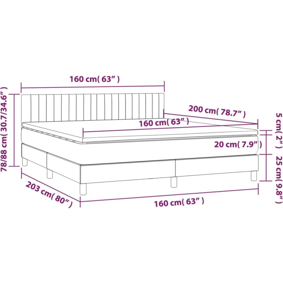 vidaXL - Boxspring - met - matras - stof - taupe - 160x200 - cm vidaXL - Boxspring - met - matras - stof - taupe - 160x200 - cm afbeelding 1