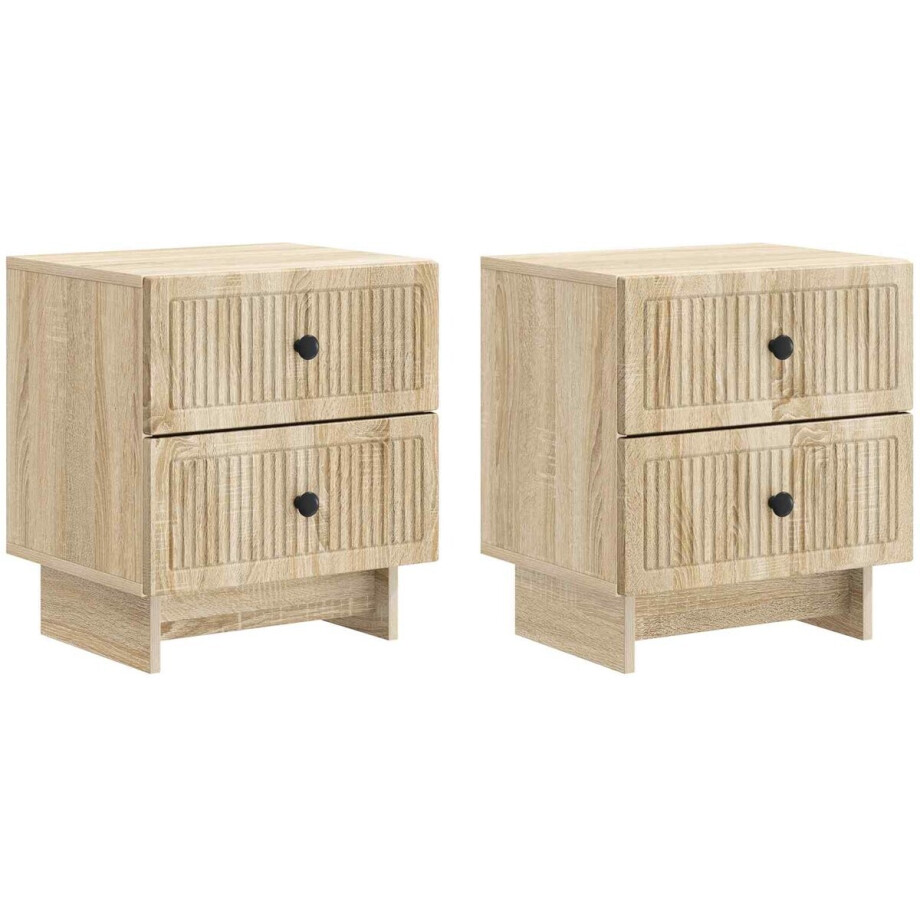 vidaXL - Nachtkastje - 2 - pcs - Sonoma - Eiken - 43 - x - 34,5 - x - 47,5 - cm - Bewerkt - hout afbeelding 1