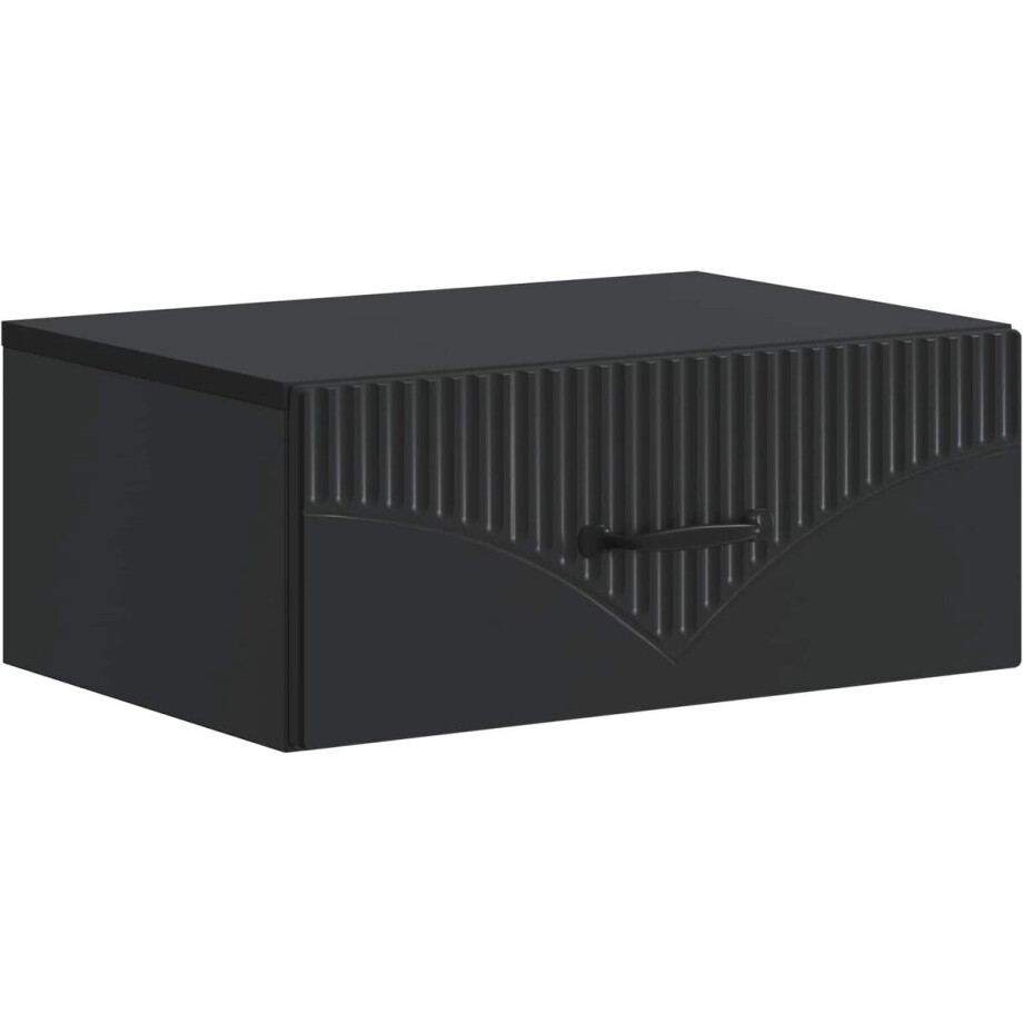 vidaXL - Muurbevestigde - Nachttafel - Zwart - 49 - x - 34,5 - x - 20 - cm - Bewerkt - hout afbeelding 1
