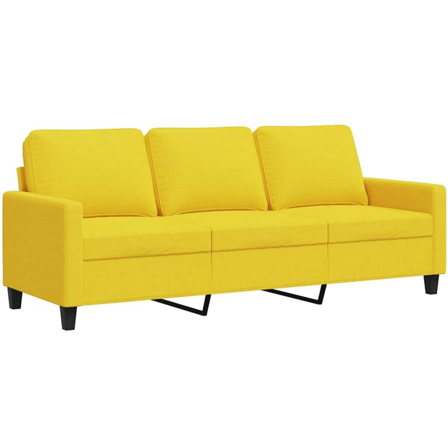 vidaXL - Driezitsbank - 180 - cm - stof - lichtgeel afbeelding 1