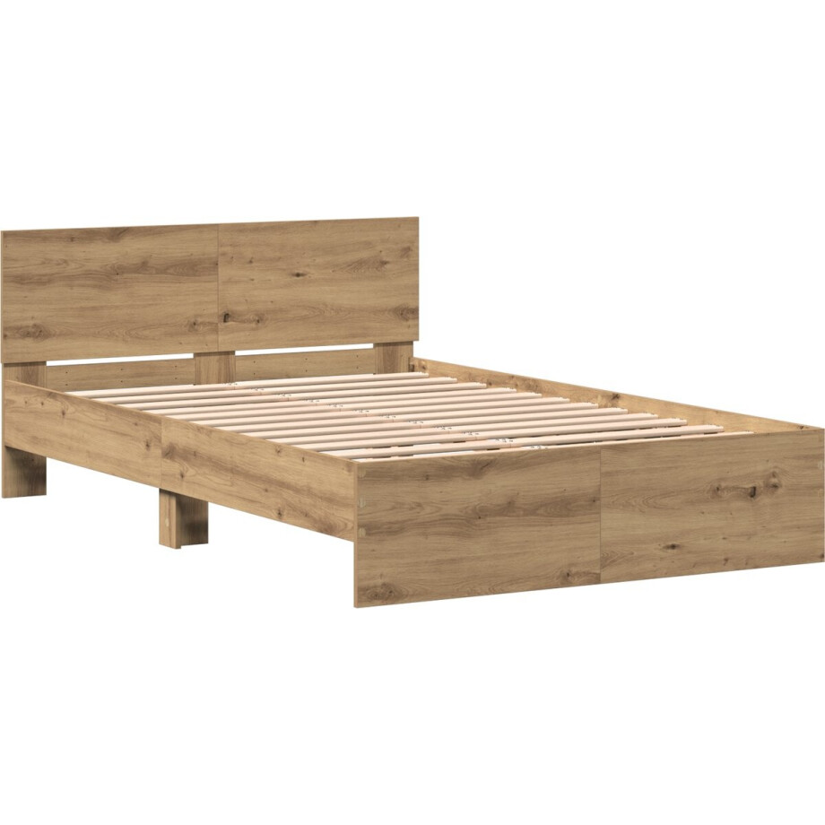 vidaXL - Bedframe - Artisan - Eiken - 193 - x - 125 - x - 70 - cm - Bewerkt - hout afbeelding 1