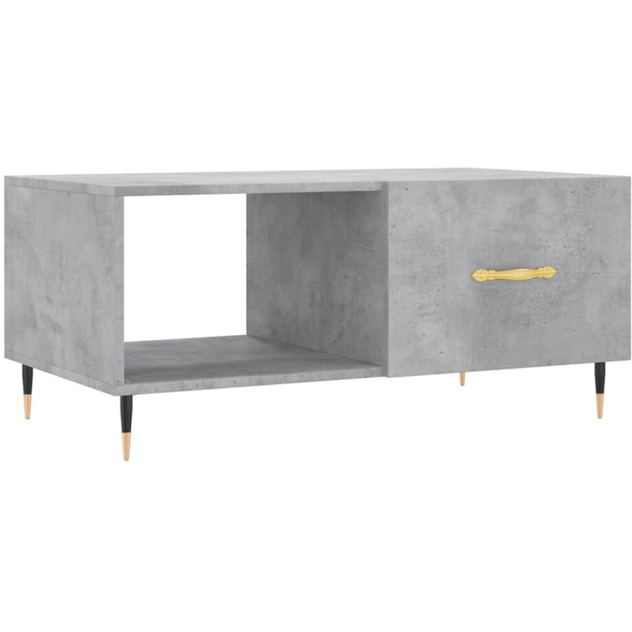 vidaXL - Salontafel - 90x50x40 - cm - bewerkt - hout - betongrijs afbeelding 1