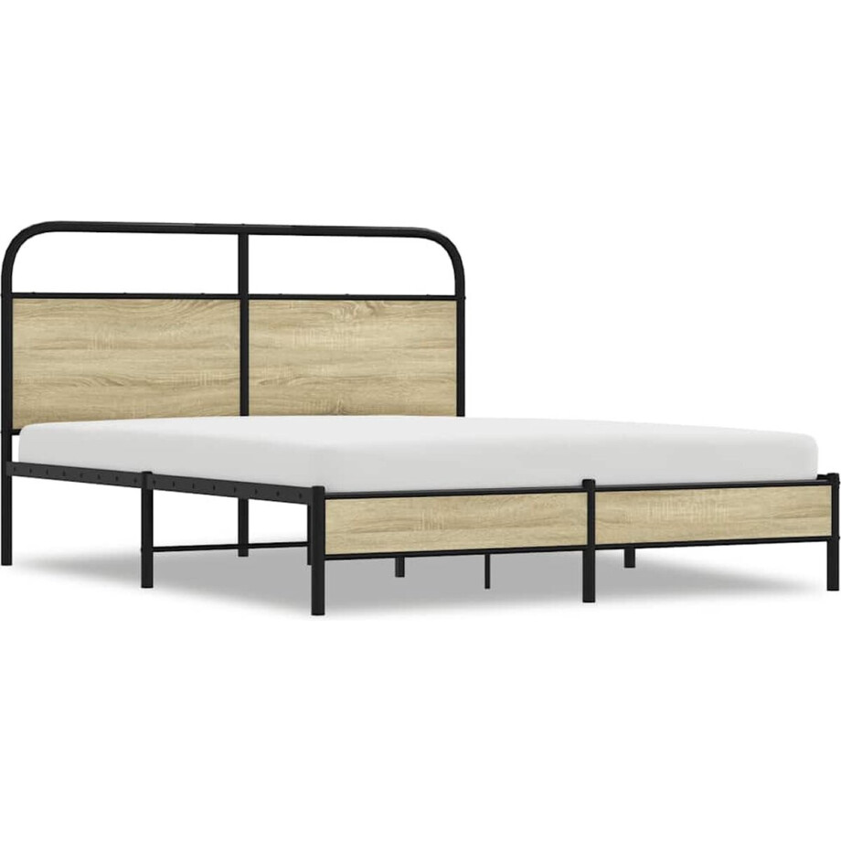 vidaXL - Bedframe - zonder - matras - bewerkt - hout - sonoma - eikenkleur - 150x200cm afbeelding 1