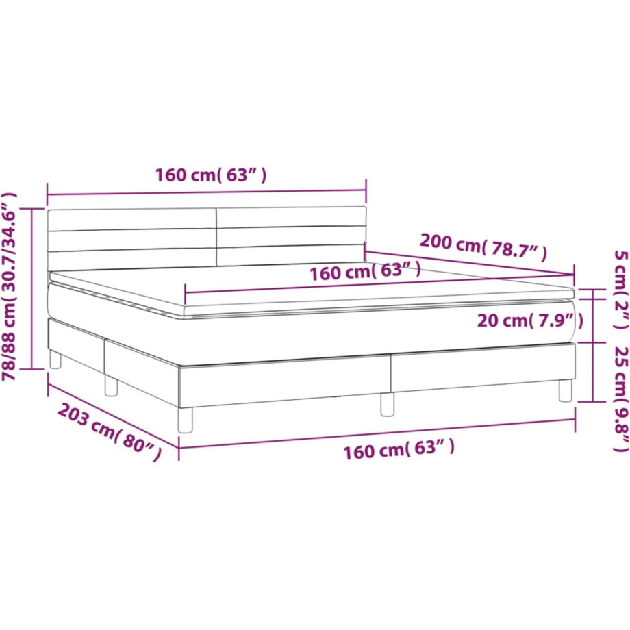 vidaXL - Boxspring - met - matras - stof - zwart - 160x200 - cm afbeelding 1