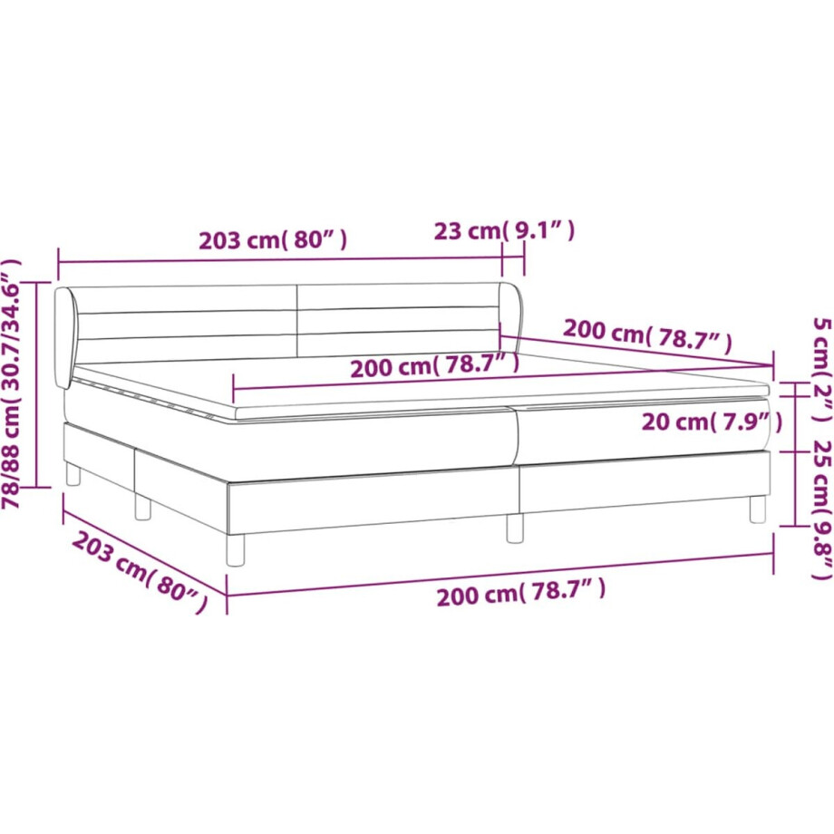 vidaXL - Boxspring - met - matras - stof - donkerbruin - 200x200 - cm afbeelding 1