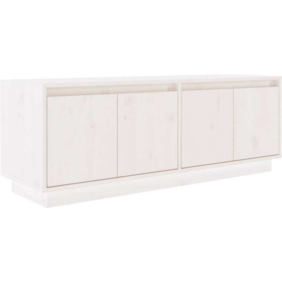 vidaXL - Tv-meubel - 110x34x40 - cm - massief - grenenhout - wit vidaXL - Tv-meubel - 110x34x40 - cm - massief - grenenhout - wit afbeelding 1