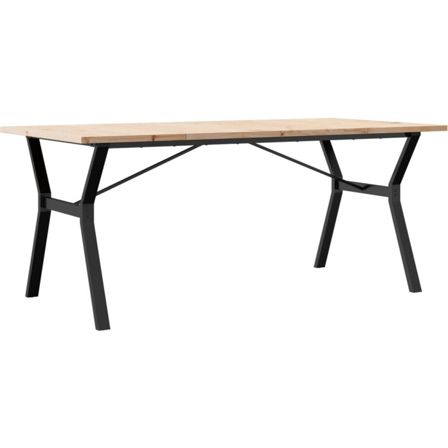 vidaXL - Eettafel - Y-frame - 180x90x75,5 - cm - massief - grenenhout - en - staal vidaXL - Eettafel - Y-frame - 180x90x75,5 - cm - massief - grenenhout - en - staal afbeelding 1