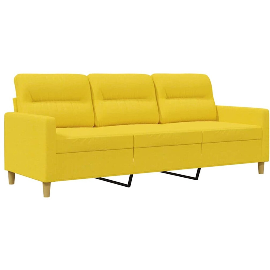 vidaXL - Driezitsbank - 180 - cm - stof - lichtgeel afbeelding 1