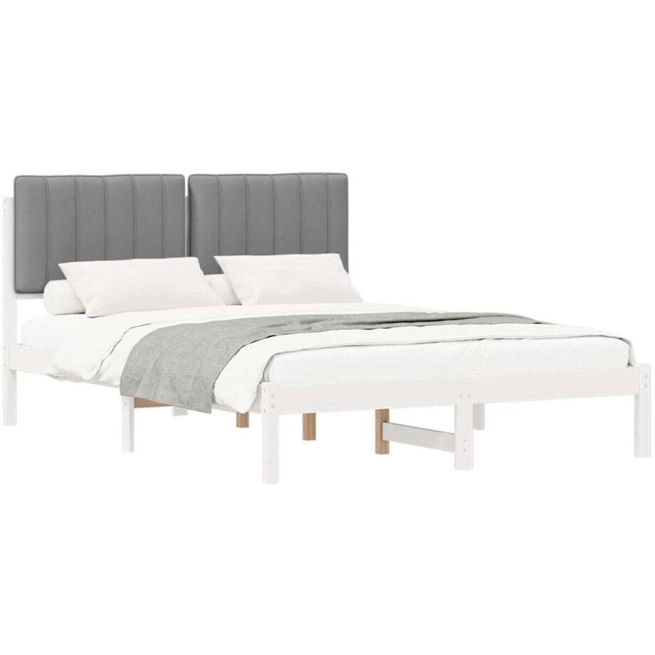 vidaXL - Bedframe - met - Gevoerde - Hoofdbord - Lichtgrijs - 140 - x - 200 - cm afbeelding 1