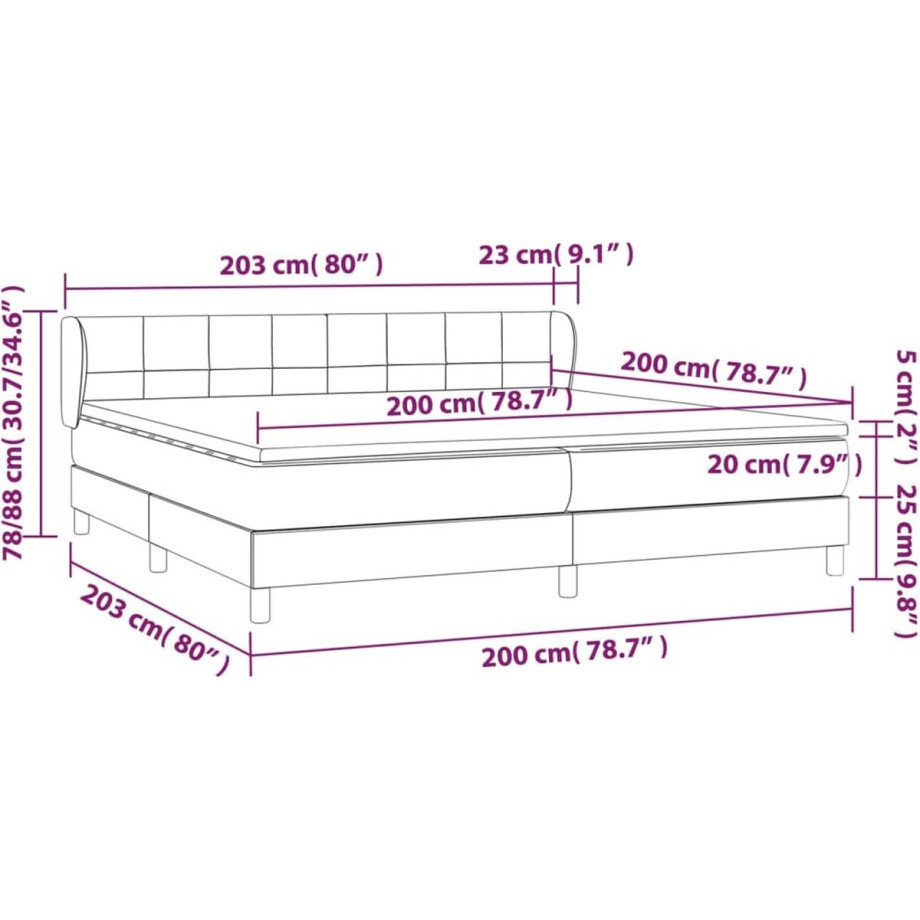 vidaXL - Boxspring - met - matras - stof - zwart - 200x200 - cm afbeelding 1