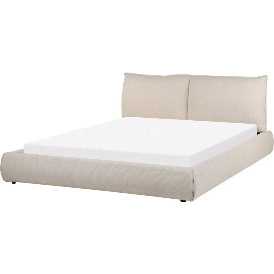 BELIANI VINAY - Tweepersoonsbed - Zandbeige - 160 x 200 cm - Polyester BELIANI VINAY - Tweepersoonsbed - Zandbeige - 160 x 200 cm - Polyester afbeelding 1
