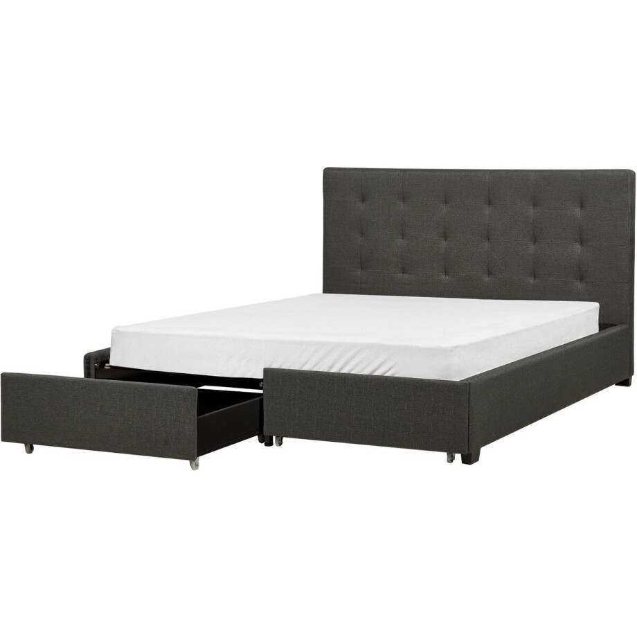 BELIANI ROCHELLE - Bed opbergruimte - Donkergrijs - 160 x 200 cm - Polyester BELIANI ROCHELLE - Bed opbergruimte - Donkergrijs - 160 x 200 cm - Polyester afbeelding 1