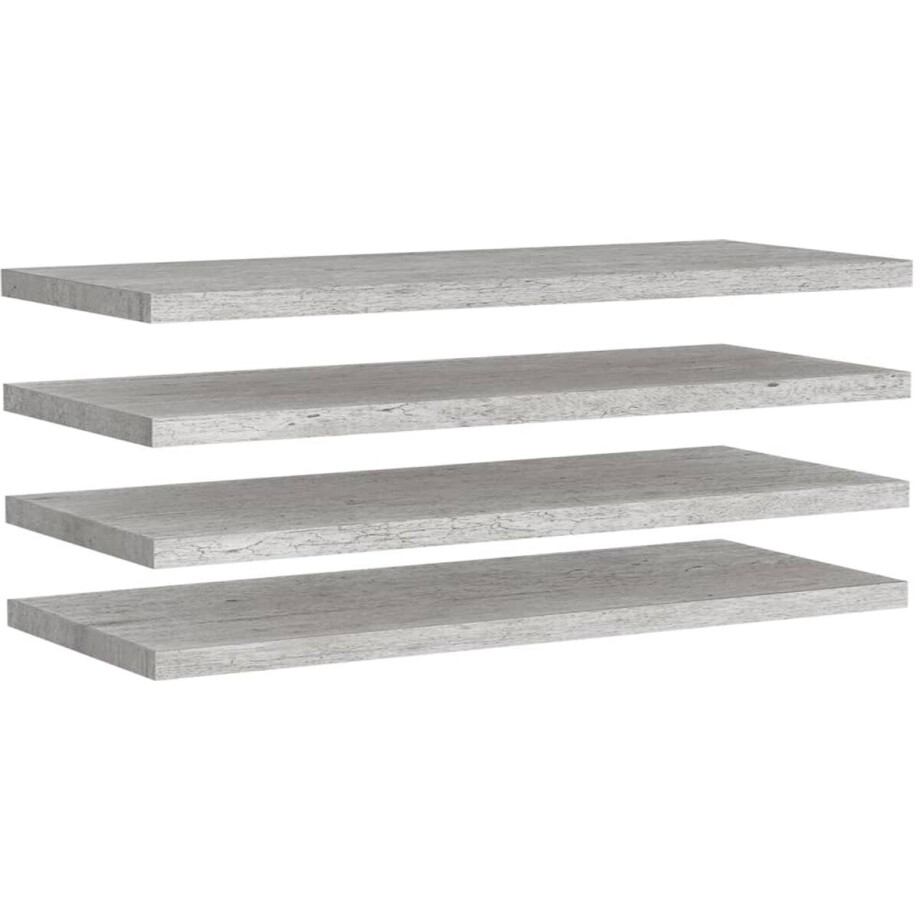 vidaXL Wandschappen zwevend 4 st 90x23,5x3,8 cm MDF betongrijs - Wandschap - Wandschappen - Zwevend Schap - Zwevende Schappen afbeelding 1