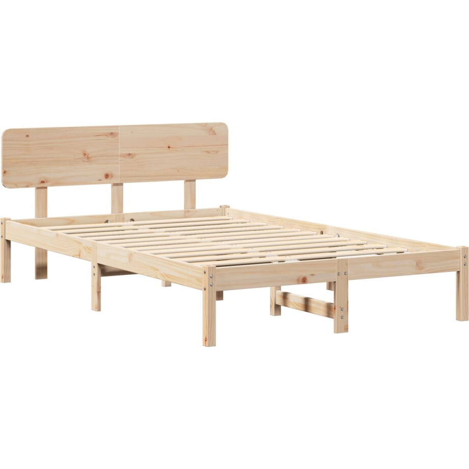 vidaXL - Bedframe - met - hoofdeinde - Naturel - 120 - x - 190 - cm - Massief - grenenhout afbeelding 1