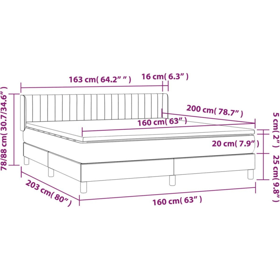 vidaXL - Boxspring - met - matras - stof - donkerbruin - 160x200 - cm vidaXL - Boxspring - met - matras - stof - donkerbruin - 160x200 - cm afbeelding 1