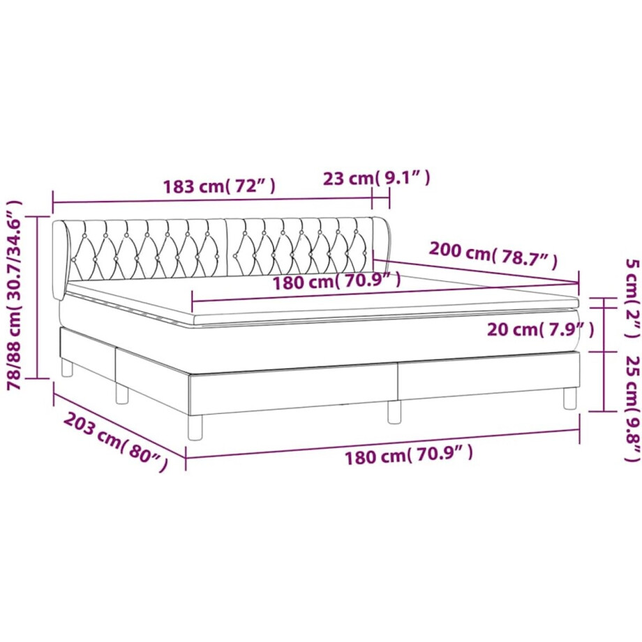 vidaXL - Boxspring - met - matras - stof - zwart - 180x200 - cm afbeelding 1