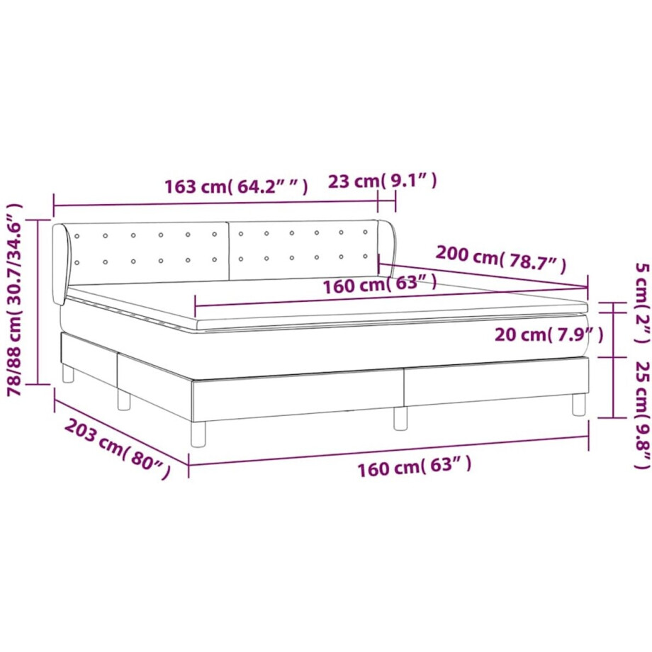 vidaXL - Boxspring - met - matras - stof - blauw - 160x200 - cm vidaXL - Boxspring - met - matras - stof - blauw - 160x200 - cm afbeelding 1