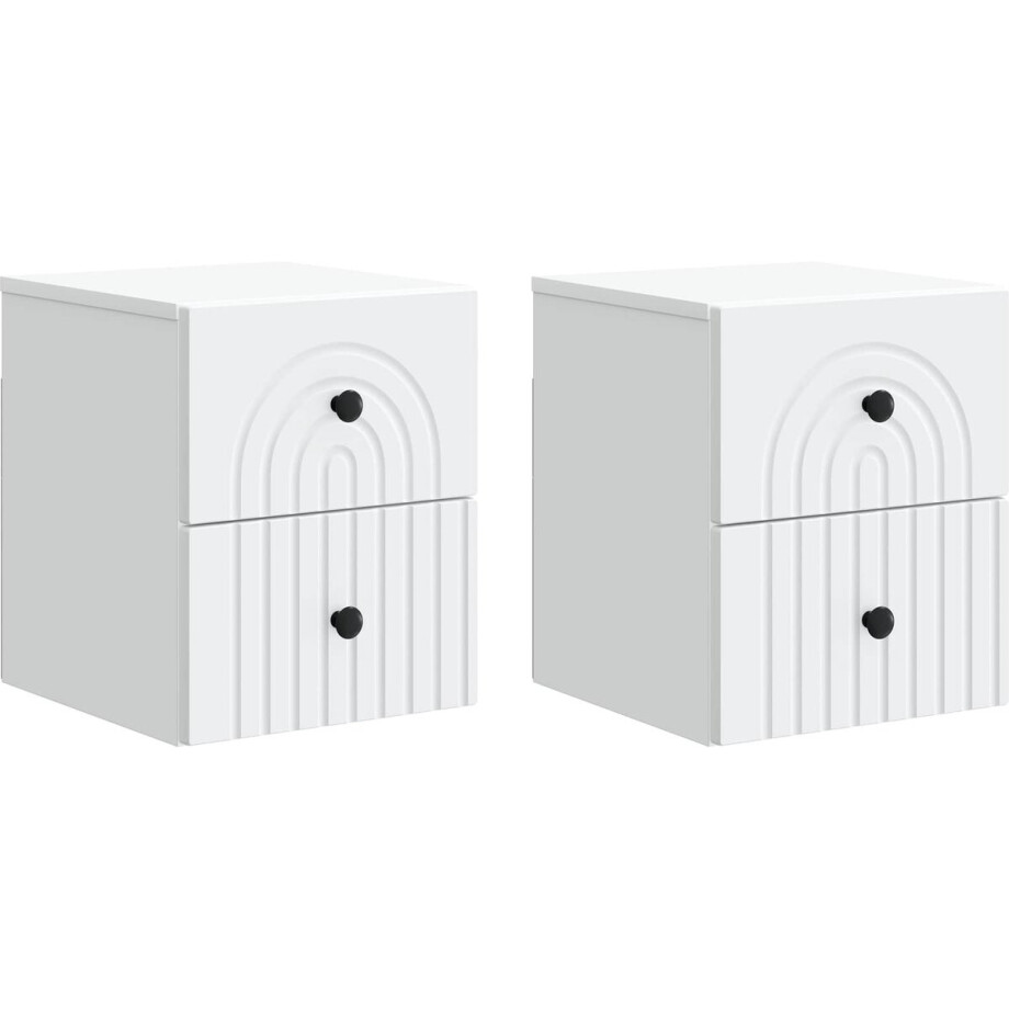 vidaXL - Muurbevestigde - Nachttafel - 2 - st - Wit - 33 - x - 34,5 - x - 40 - cm afbeelding 1