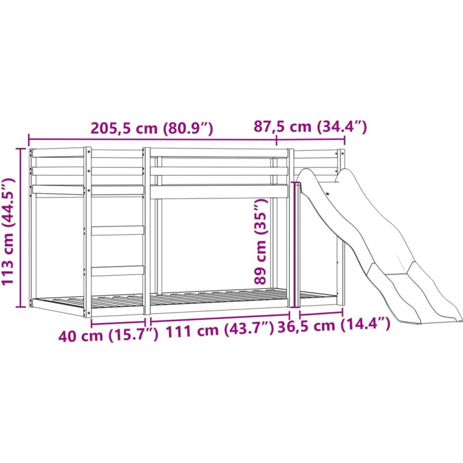 vidaXL - Stapelbed - met - glijbaan - en - gordijnen - blauw - 80x200 - cm vidaXL - Stapelbed - met - glijbaan - en - gordijnen - blauw - 80x200 - cm afbeelding 1