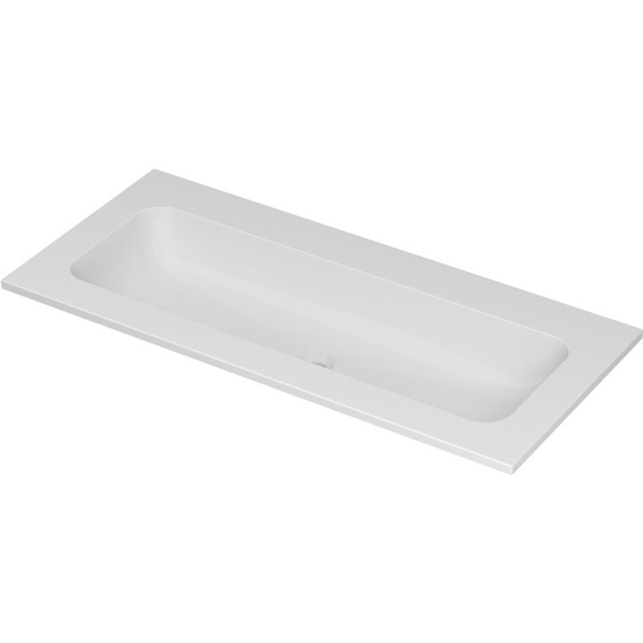 Ink Aspekt meubelwastafel midden 100x45cm - zonder kraangaten - Porselein mat wit afbeelding 1