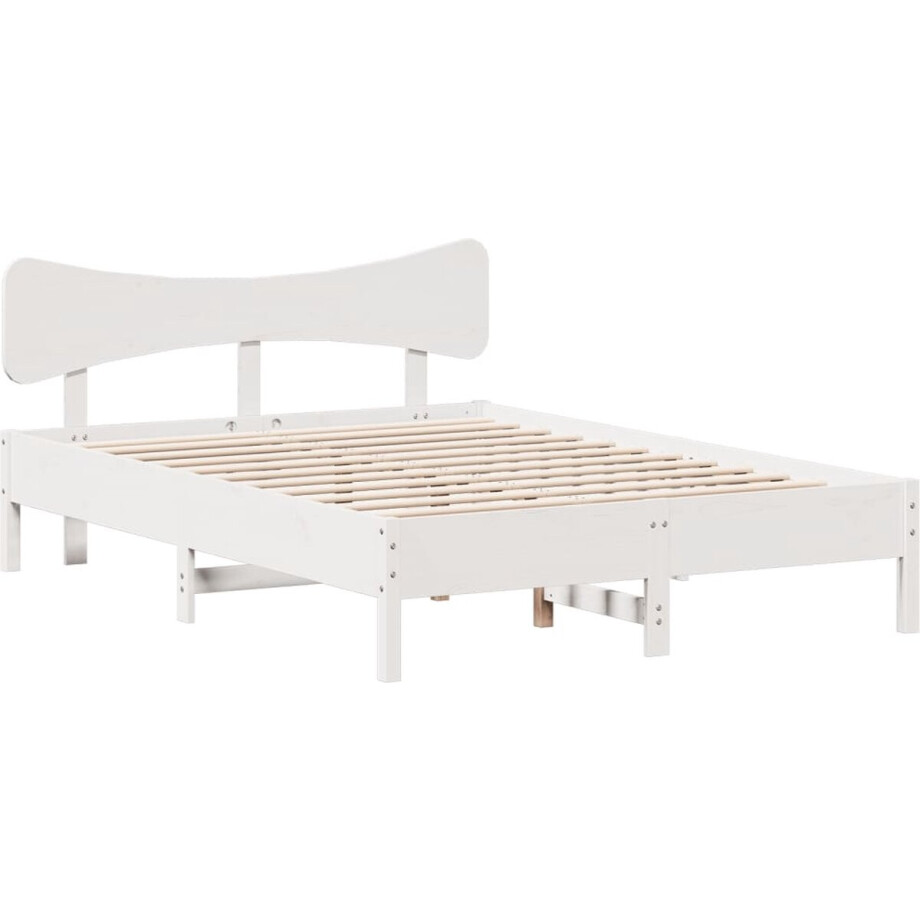 vidaXL - Bedframe - zonder - matras - massief - grenenhout - wit - 120x190 - cm afbeelding 1
