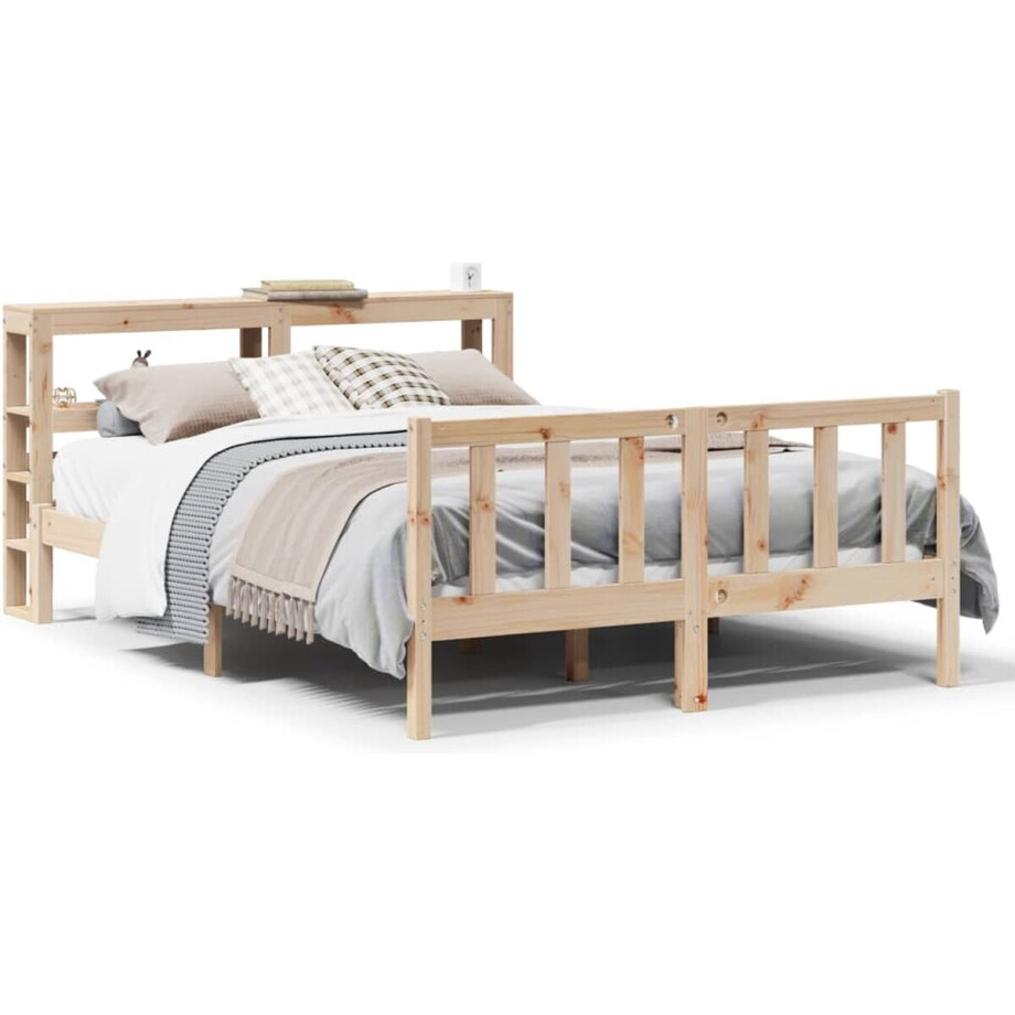 vidaXL - Bedframe - zonder - matras - massief - grenenhout - 160x200 - cm vidaXL - Bedframe - zonder - matras - massief - grenenhout - 160x200 - cm afbeelding 1