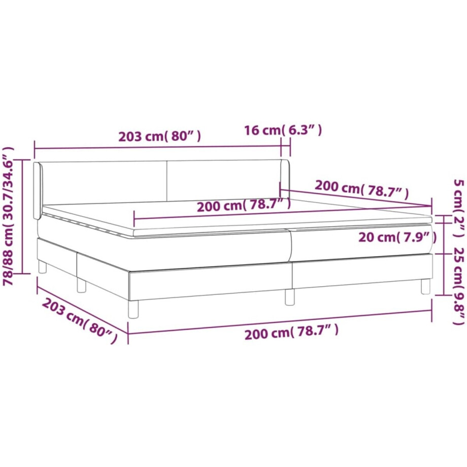 vidaXL - Boxspring - met - matras - stof - donkerbruin - 200x200 - cm afbeelding 1