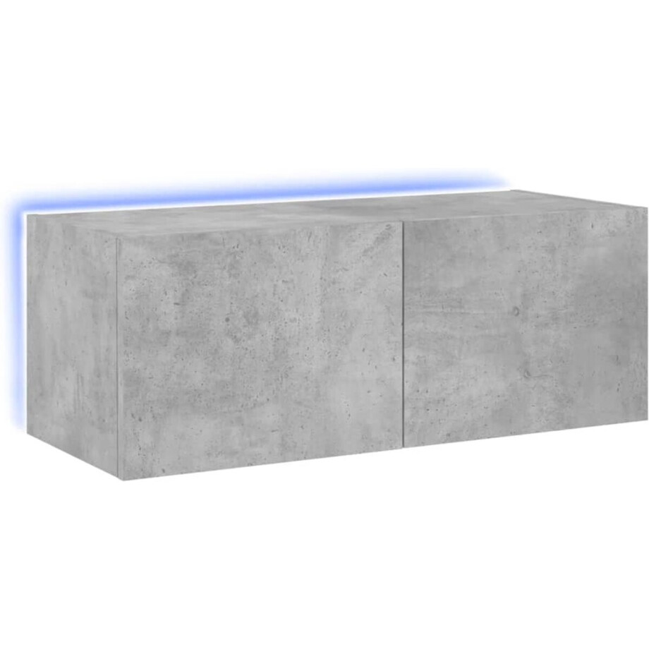 vidaXL - Tv-wandmeubel - met - LED-verlichting - 80x35x31 - cm - betongrijs afbeelding 1