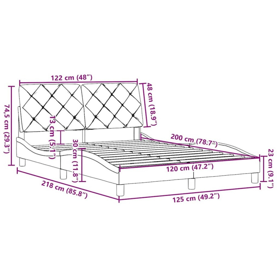 vidaXL - Bedframe - zonder - matras - 120x200 - cm - stof - donkerbruin afbeelding 1
