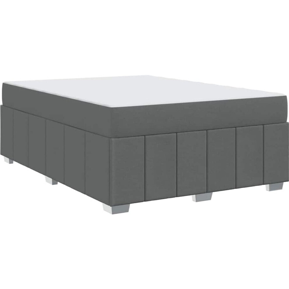 vidaXL - Bedframe - met - matras - Donkergrijs - 160 - x - 200 - cm - Stof afbeelding 1