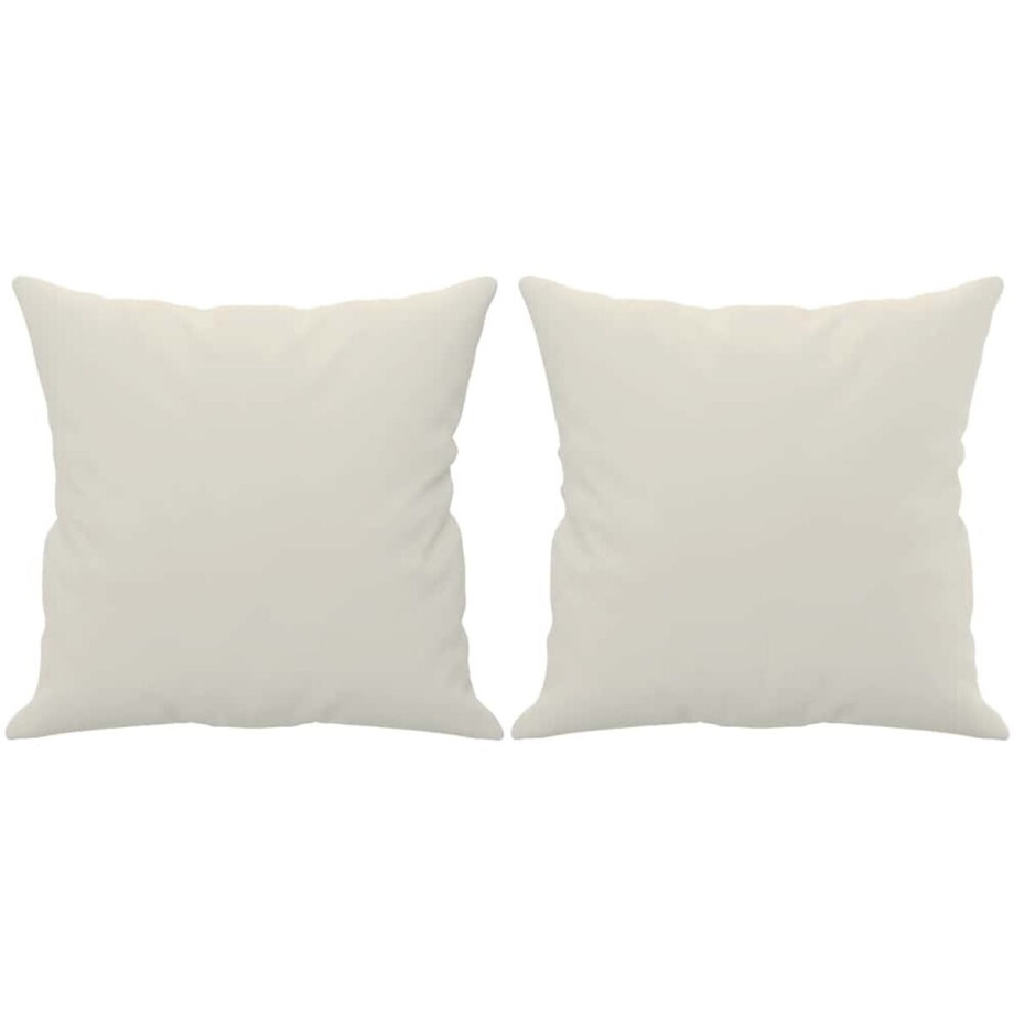vidaXL - Sierkussens - 2 - st - 40x40 - cm - fluweel - crèmekleurig vidaXL - Sierkussens - 2 - st - 40x40 - cm - fluweel - crèmekleurig afbeelding 1