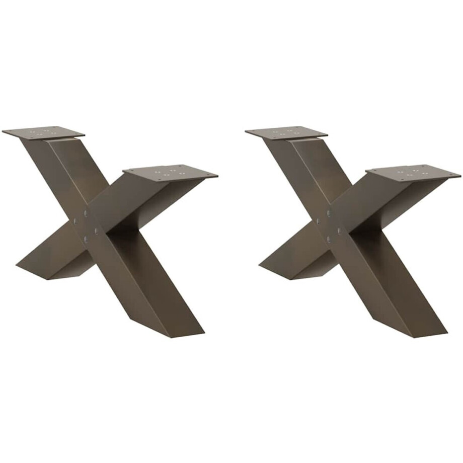 vidaXL - Salontafelpoten - 2 - st - X-vormig - 70x(30-31) - cm - staal - naturel afbeelding 1