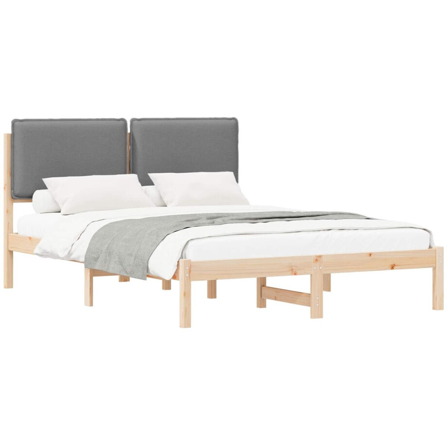 vidaXL - Bedframe - met - Gevoerde - Hoofdbord - Lichtgrijs - 140 - x - 190 - cm afbeelding 1
