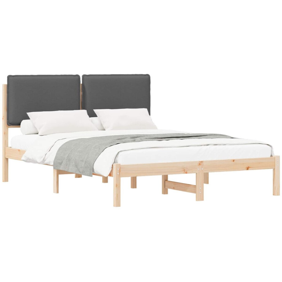vidaXL - Bedframe - met - Gevoerde - Hoofdbord - Donkergrijs - 140 - x - 190 - cm vidaXL - Bedframe - met - Gevoerde - Hoofdbord - Donkergrijs - 140 - x - 190 - cm afbeelding 1