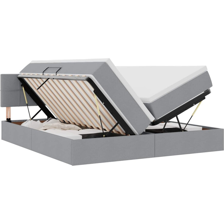 vidaXL - Opbergbed - met - matras - Lichtgrijs - 200 - x - 200 - cm - Kunstleer afbeelding 1