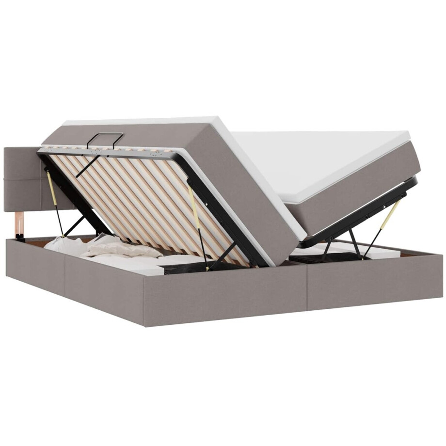 vidaXL - Opbergbed - met - matras - met - opslag - Taupe - 180 - x - 200 - cm - Kunstleer afbeelding 1