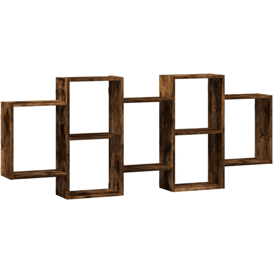vidaXL Wandschap - 159x18x65 cm - Gerookt Eiken Kleur Wandschappen - Houten Wandenplank - Opbergwand - Decoratieve Plank - Zwevend Rek afbeelding 1