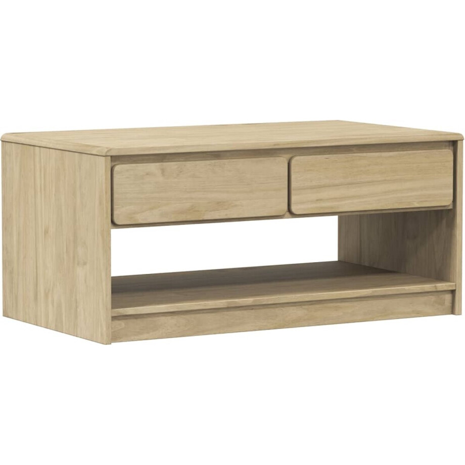 vidaXL - Salontafel - SAUDA - 99x55x45 - cm - massief - grenenhout - eikenkleurig afbeelding 1
