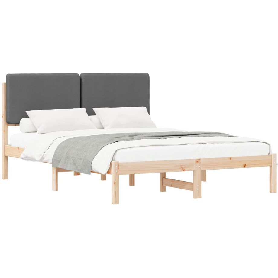vidaXL - Bedframe - met - Gevoerde - Hoofdbord - Donkergrijs - 140 - x - 200 - cm afbeelding 1