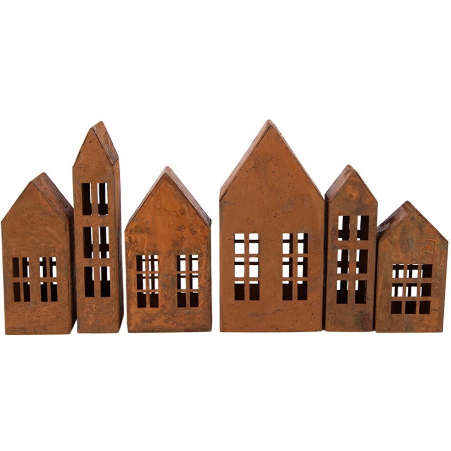 Clayre & Eef Decoratie Beeld Huis 27x3x14 cm Bruin Metaal Clayre & Eef Decoratie Beeld Huis 27x3x14 cm Bruin Metaal afbeelding 1