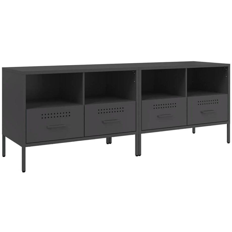 vidaXL - Tv-meubelen - 2 - st - 68x39x50,5 - cm - staal - zwart afbeelding 1