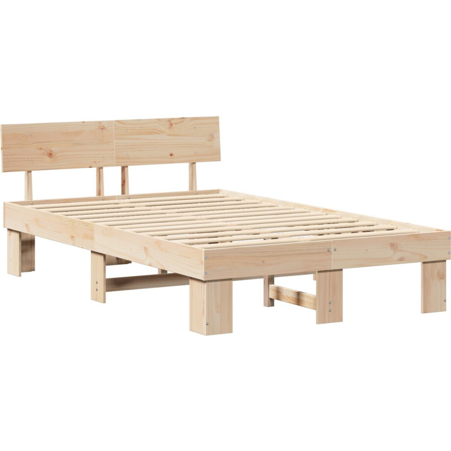 vidaXL - Bedframe - met - hoofdeinde - Naturel - 120 - x - 190 - cm - Massief - grenenhout afbeelding 1