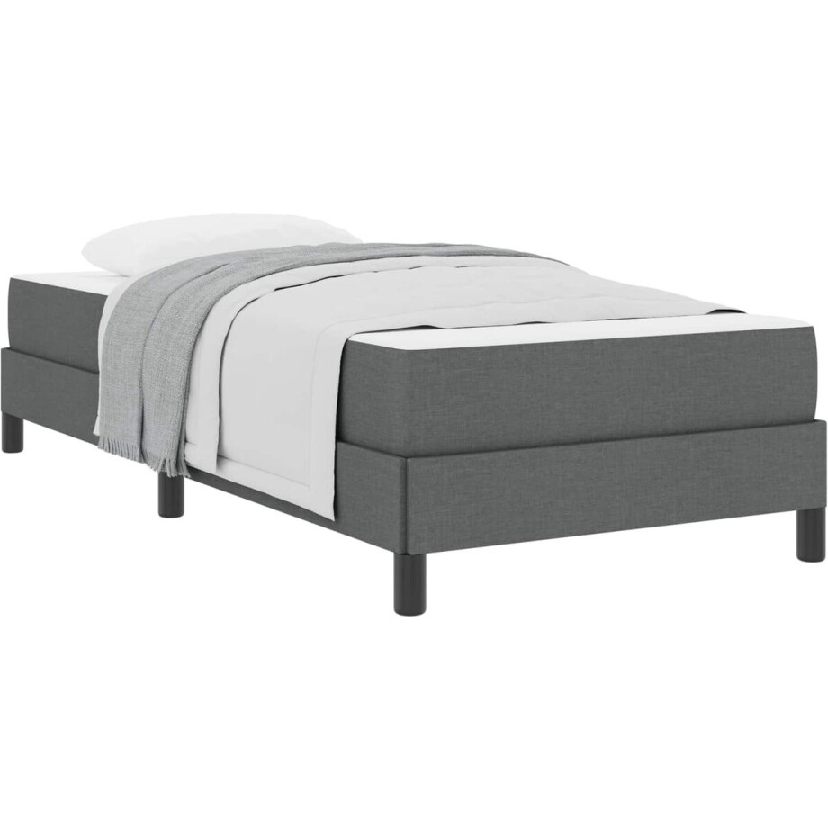 vidaXL - Boxspring - bed - Donkergrijs - 90 - x - 190 - cm - Stof afbeelding 1