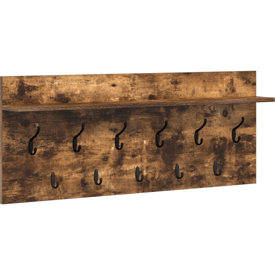 vidaXL - Wandgemonteerde - kapstok - met - plank - Rook - Eiken - 100 - x - 40 - x - 12 - cm afbeelding 1