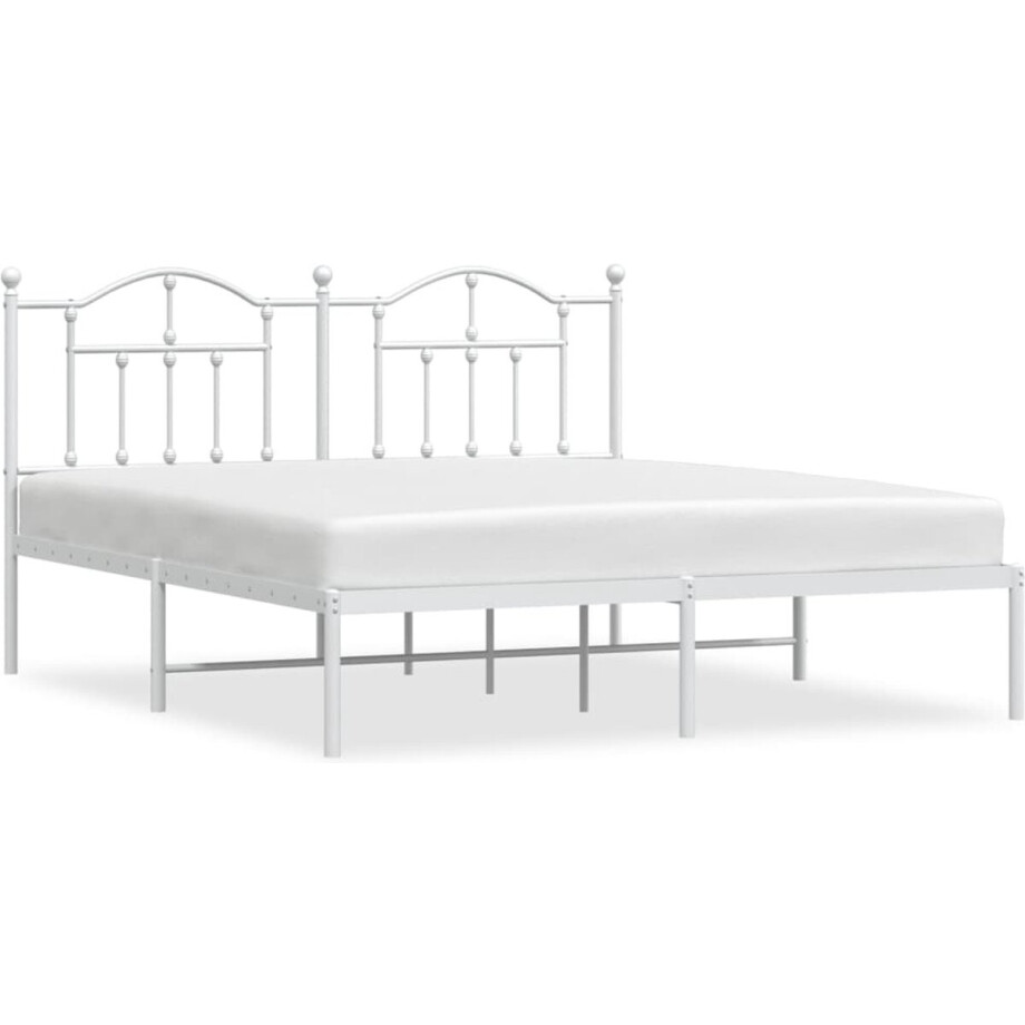 vidaXL - Bedframe - met - hoofdbord - metaal - wit - 180x200 - cm afbeelding 1